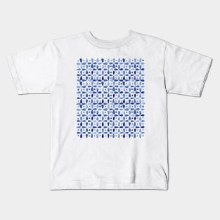 Imperfect Geometry Indigo Grid Kids T-Shirt